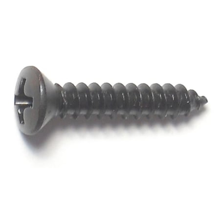 Midwest Fastener Sheet Metal Screw, #6 x 3/4 in, Black Steel Oval Head Phillips Drive, 40 PK 79482